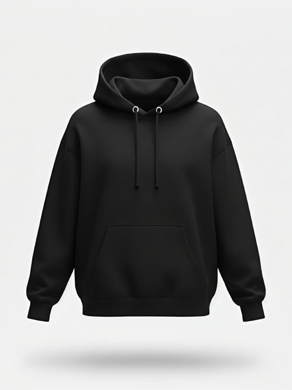 Midnight Core Premium Black Plain Unisex Cotton Fleece Hoodie